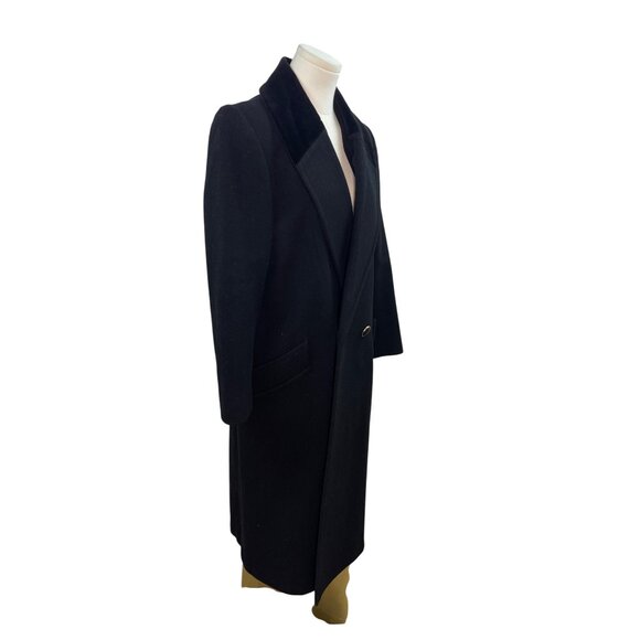 Jones New York Black Double-Breasted Coat With Velvet Collar & Gold Buttons - Picture 2 of 9